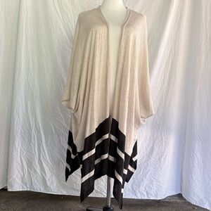 H&M- Beige knit with large Black stripe kimono or Cardigan sweater